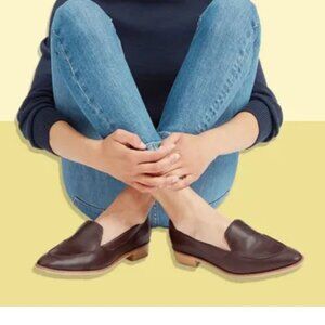 EVERLANE Modern Loafer 6 Burgundy Oxblood Slip On Leather Shoe Classic Women